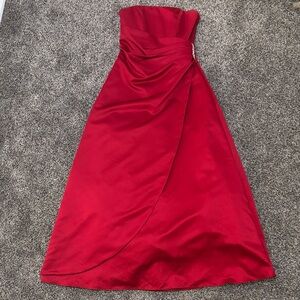David's Bridal Strapless Scarlet Dress